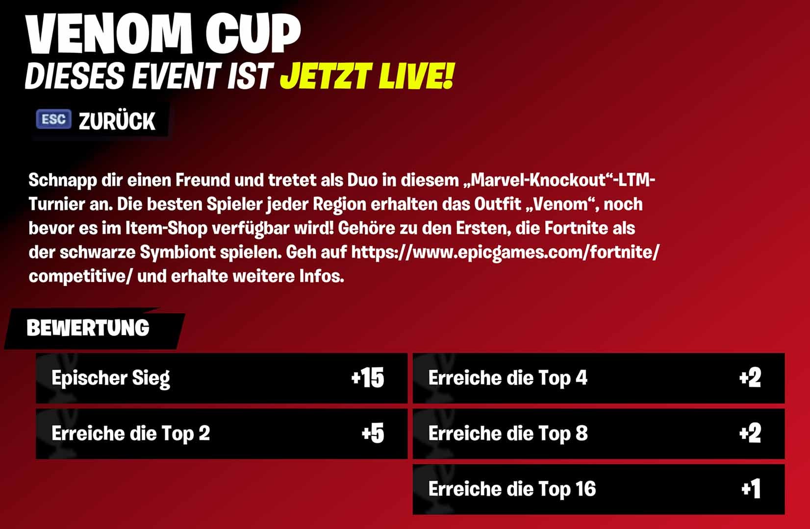 Fortnite Venom Cup Holt euch jetzt den Skin kostenlos Eurogamer.de