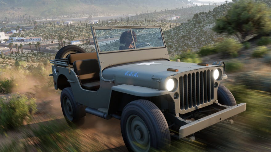 A Willys Jeep in a Forza Horizon 5 screenshot.