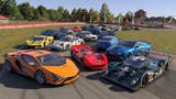 Multiple sportscars from Forza Motorsport 2023 arranged on a track.