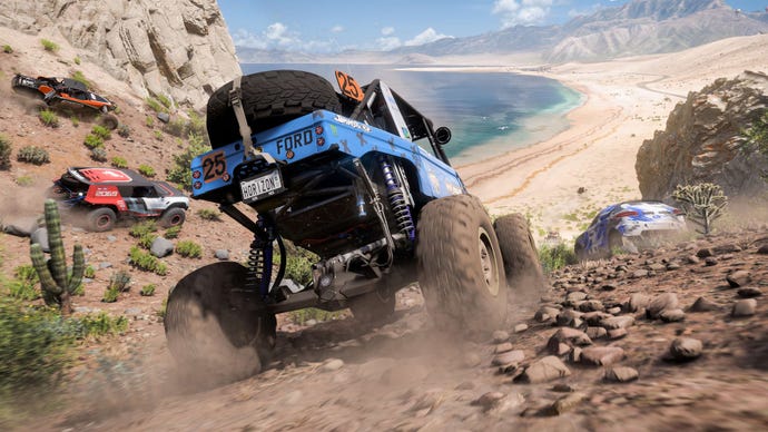 A buggy kicks up dirt in Forza Horizon 5