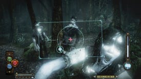 Ghosts in a forest lunge at the camera in Fatal Frame: Maiden Of Black Water