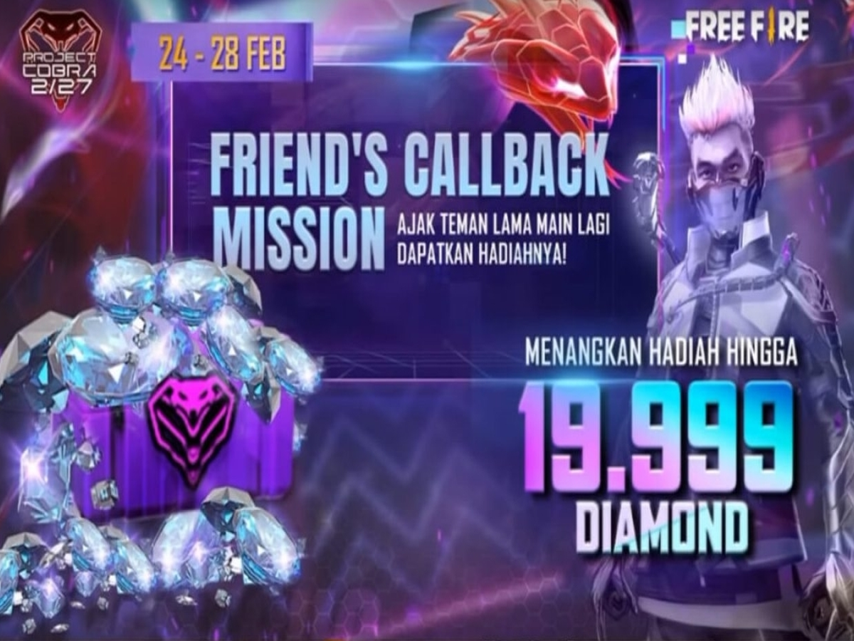 Chamar amigo de volta Free Fire: receba até 19.999 diamantes