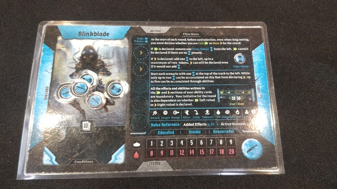An image of the character card for Blink Blade in Frosthaven