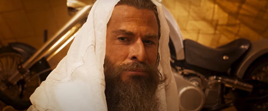 Chris Hemsworth in trailer still in Furiosa