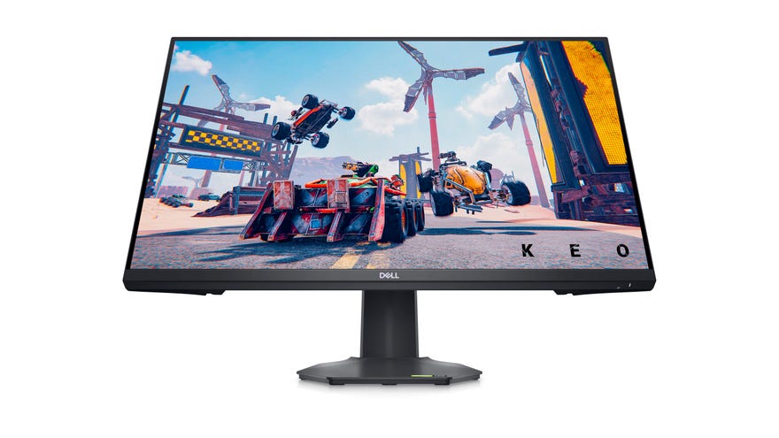 a dell G2722HS gaming monitor, shown with a made-up game on the screen
