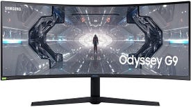 a photo of the samsung odyssey gaming monitor, specifically the g9