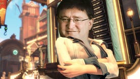 Elizabeth from BioShock Infinite with the face of Gabe Newell