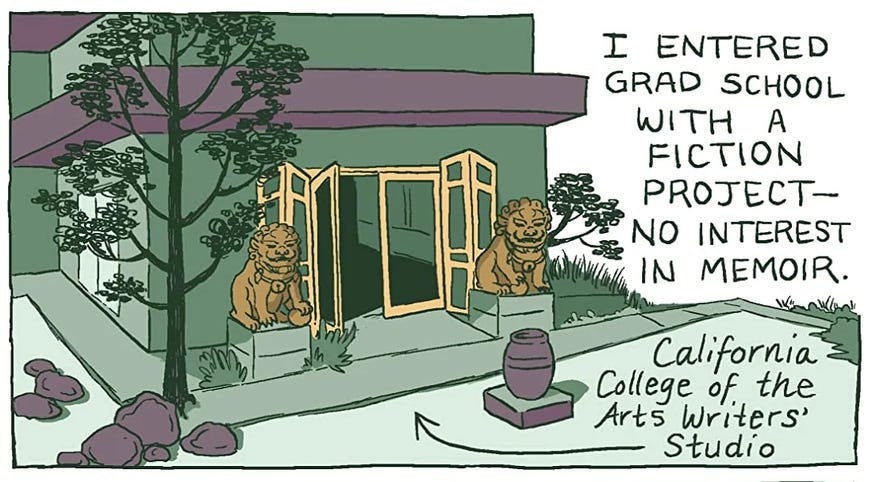 Single colored panel from Genderqueer featuring a writers studio