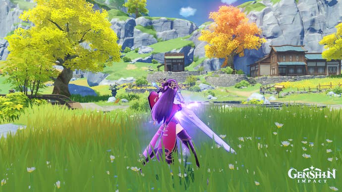 Beidou using her greatsword to send out powerful electro attacks.