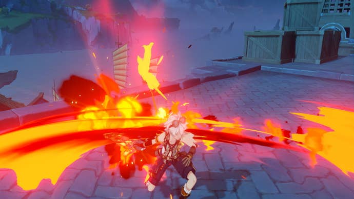 Genshin Impact Bennett build: Bennett charging his elemental skill