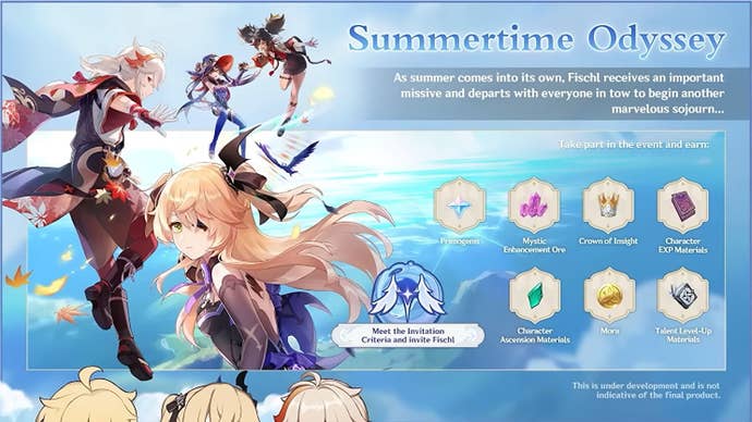 פרטי האירוע של Summertime Odyssey עבור Genshin Impact גרסה 2.8