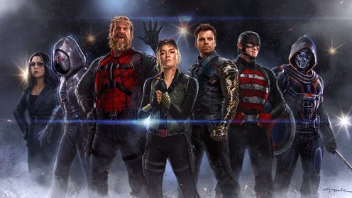 Concept art featuring the cast of Thunderbolts