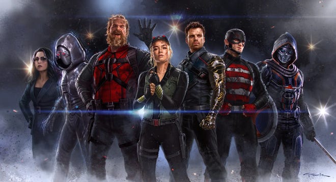Concept art featuring the cast of Thunderbolts