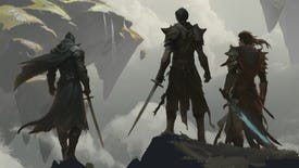 Three adventurers look into the void in artwork for MMO Ghost