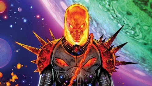 Cropped illustration featuring the cosmic ghost rider