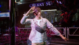 The protagonist in Ghostwire Tokyo waves in front of a possessed shop