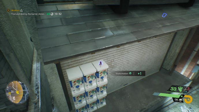 A screenshot showing the location of the Kamaitachi Netsuke relic in Ghostwire: Tokyo.