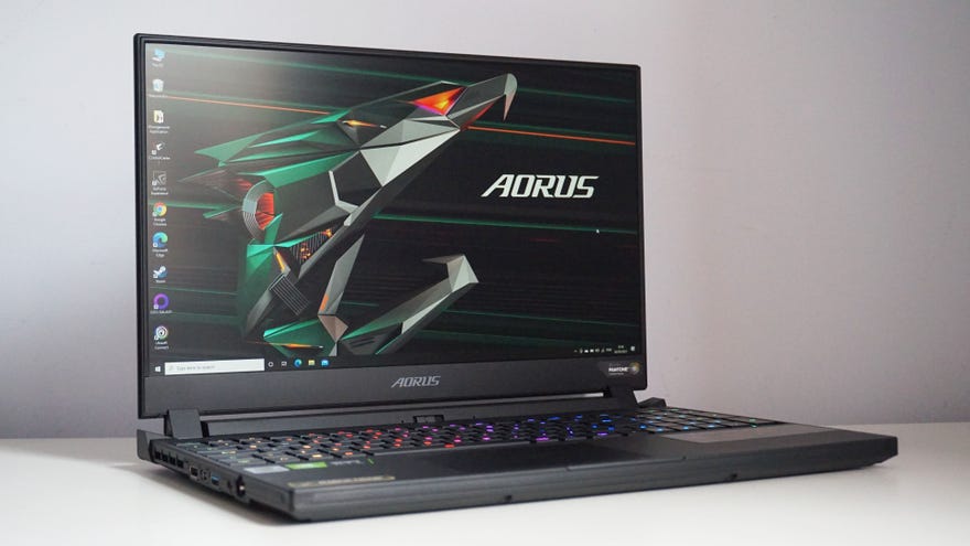 A photo of the Gigabyte Aorus 15G gaming laptop