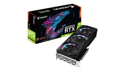 Gigabyte RTX 3060 Aorus product photo showing the card and box