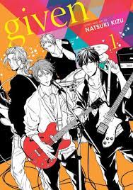 cover of Given Manga one with figures rendered in black and white with a colored background