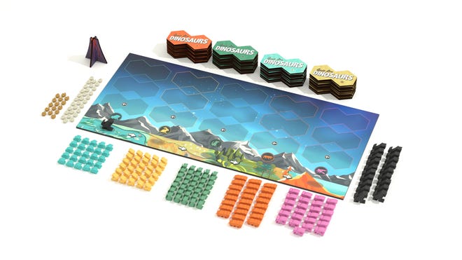 Gods Love Dinosaurs board game layout