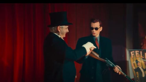 Still image featuring Crowley and Aziraphale in Good Omens