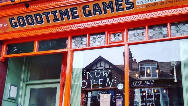 An image of the outside of Goodtime Games in Manchester