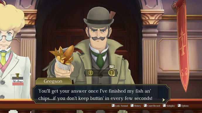 Inspector Gregson takes the stand in The Great Ace Attorney Chronicles