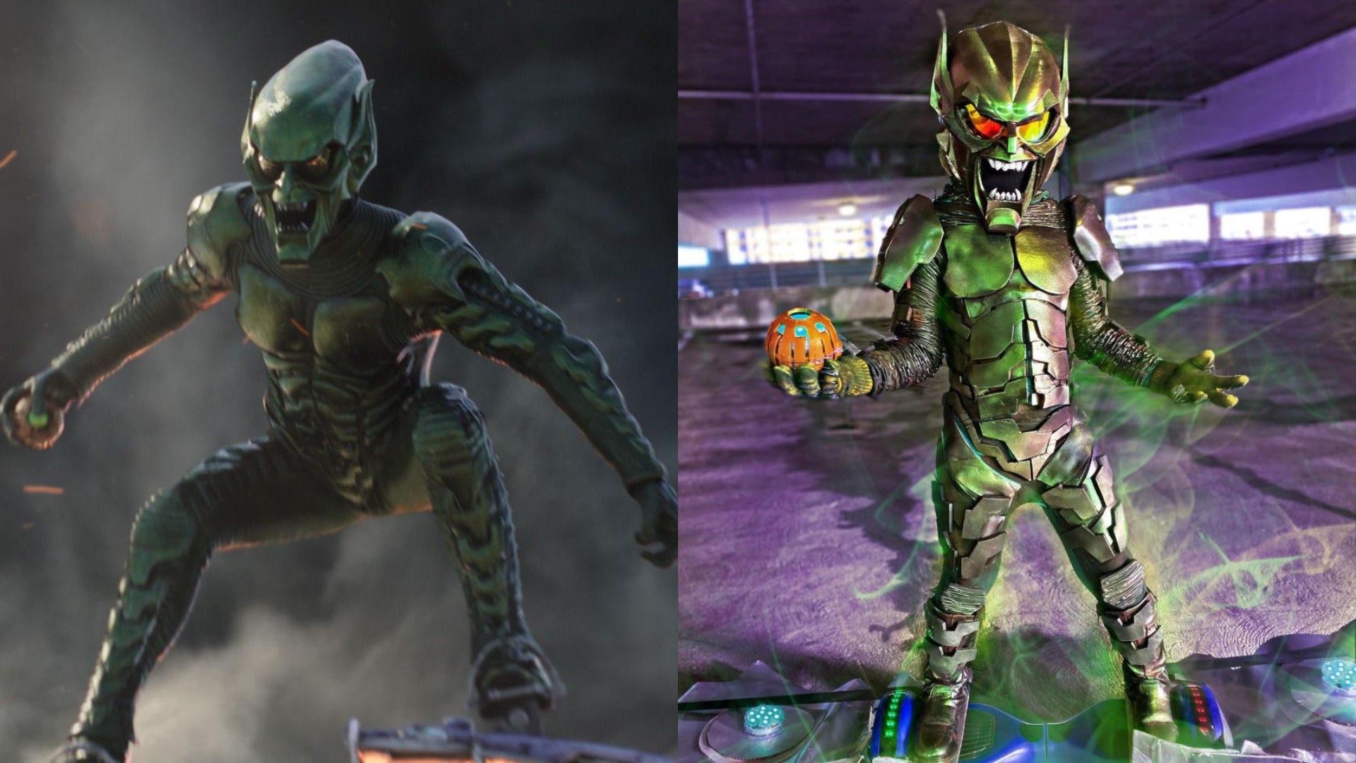 A father son Green Goblin cosplay based on Spider Man No Way