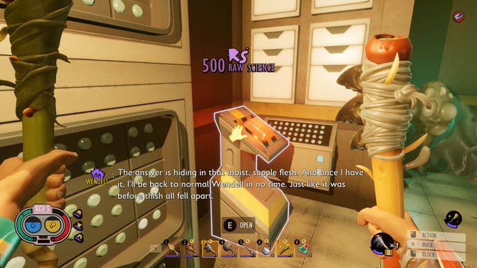 The button you need to push to progress in the Haze Lab in Grounded