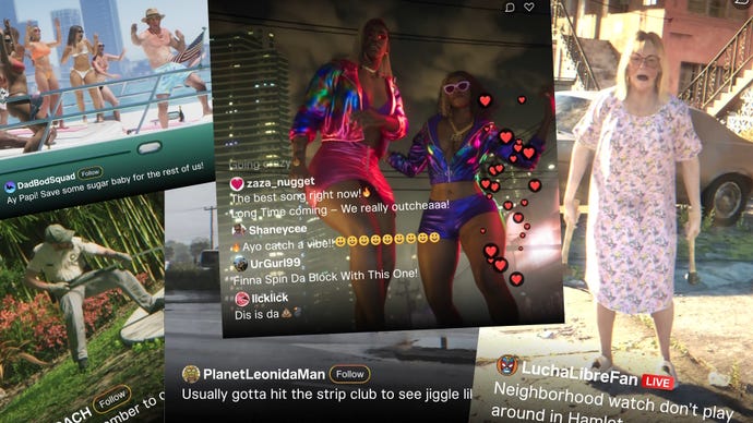 A collage of different social media posts from GTA 6