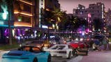 Cars in a city in GTA 6, the video game from Rockstar Games