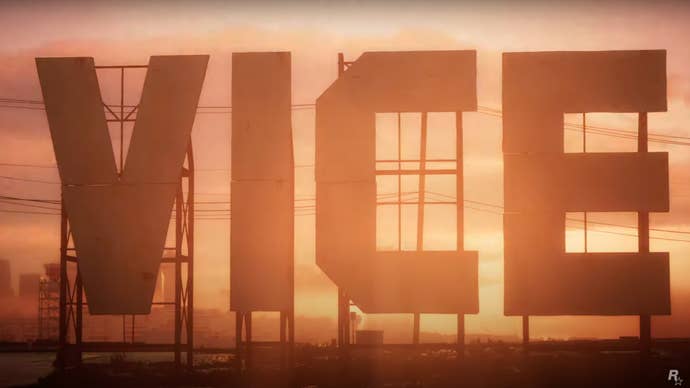 The Vice City sign at sunset in GTA 6.