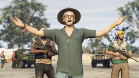 A GTA Online screenshot of El Rubio, the drug lord whose party island we've come to rob.