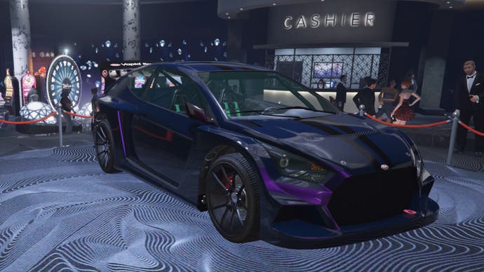 GTA Online dunkelviolett Vapid Flash GT Diamond Casino Seitenwinkelansicht