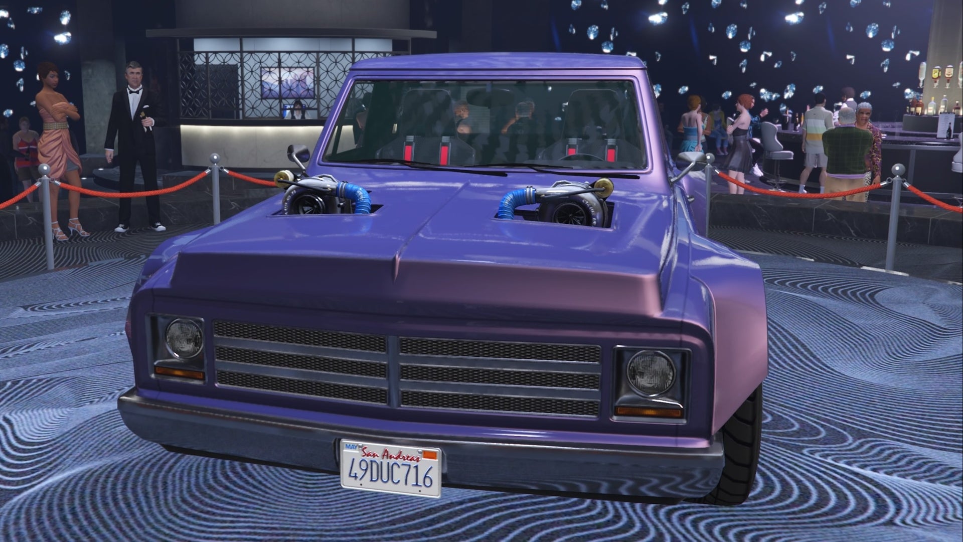 GTA Online Podium Vehicle For This Week Including How To Use The Lucky Gta Online Diamond Casino Podium Purple Drift Yosemite Front View 