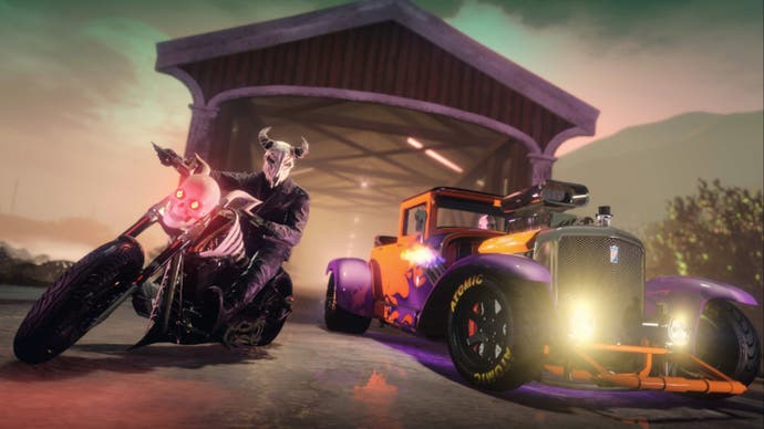 gta online halloween themed bike and vehicle next to each other