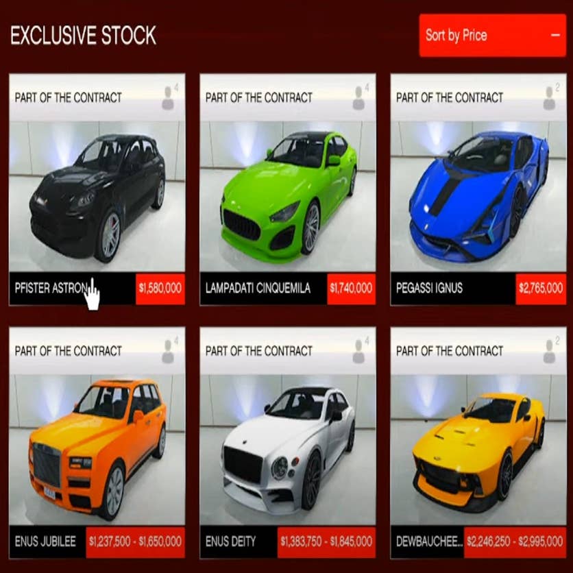 GTA Online The Contract cars list