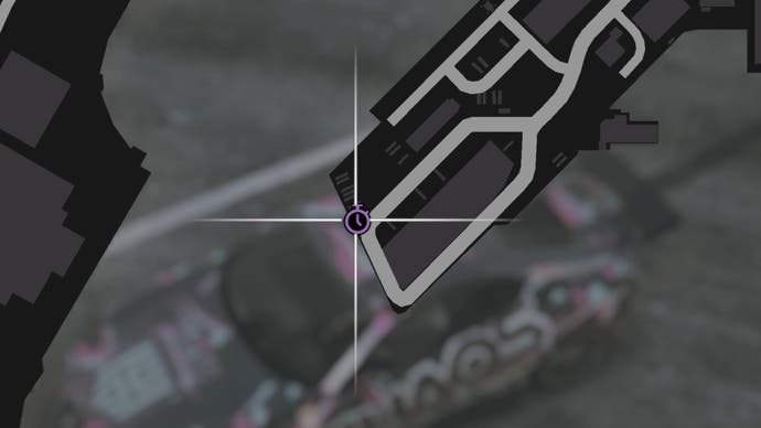 GTA Online, una imagen del mapa GTA con el marcador de contrarreloj resaltado