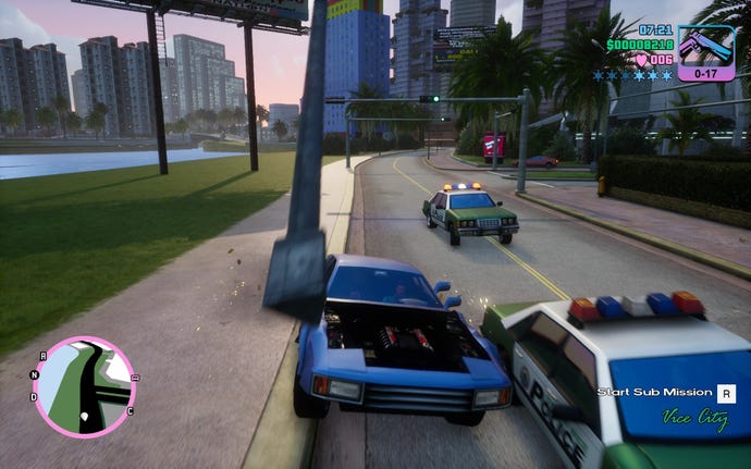 The cops are pretty dumb during car chases in Grand Theft Auto: Vice City.