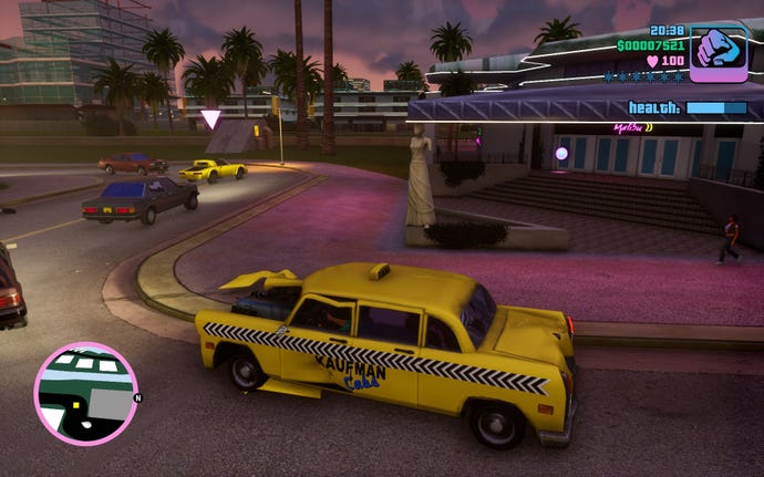 Cutting the corner using the nightclub driveway still feels great in Grand Theft Auto: Vice City.