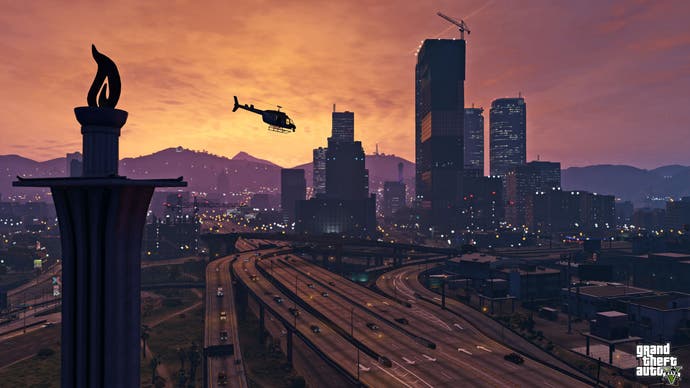 San Andreas Skyline z latającym helikopterem