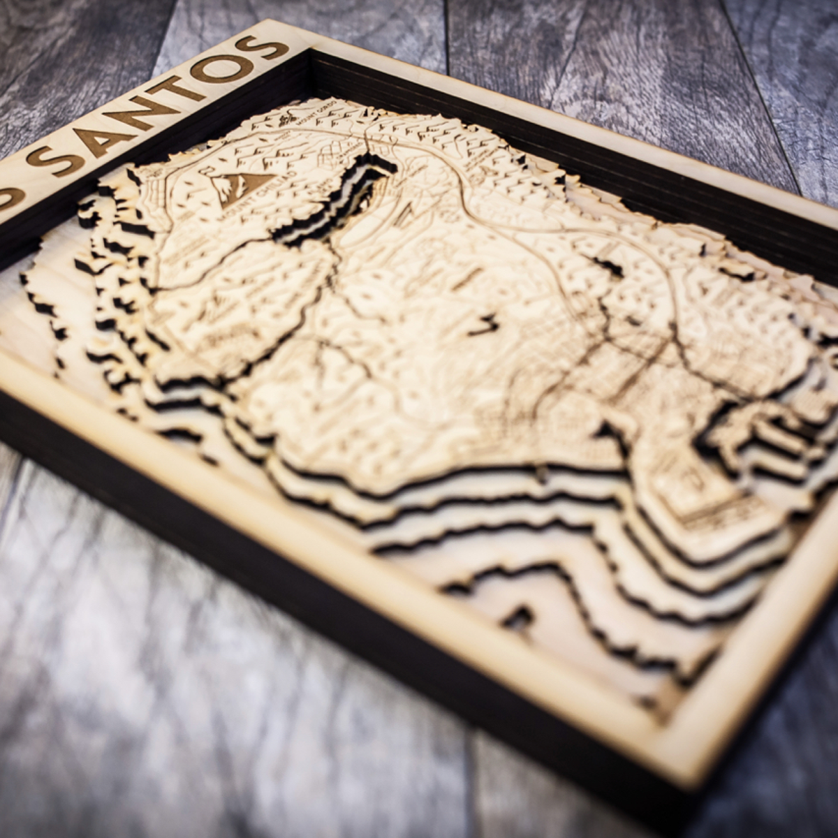 This map of GTA 5's Los Santos carved in wood is perfect