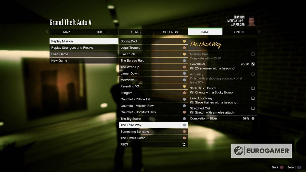 GTA 5 missions, Full list of main story missions