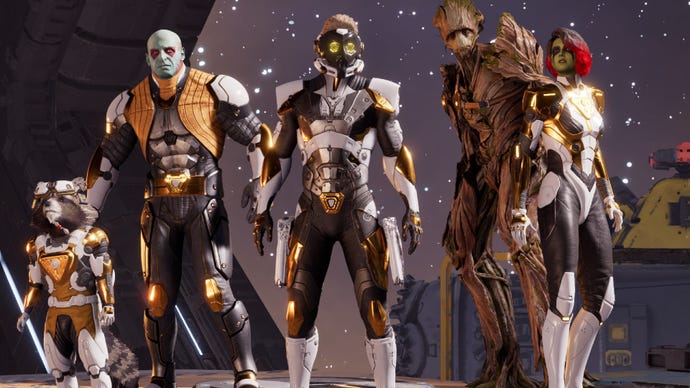 Guardians Of The Galaxy in their gold outfits