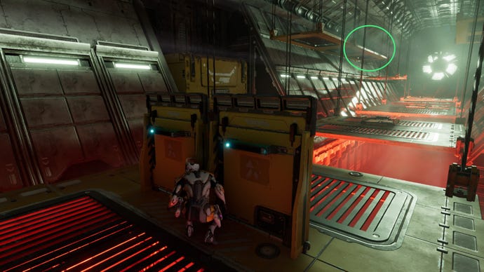 Star-Lord crouches behind barrier; raised platform circled