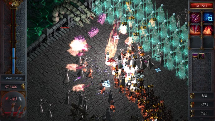 Battling the hydra boss in a Halls of Torment screenshot.