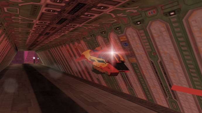 A ship flying through a tunnel, almost like a motorway tunnel, in Hardwar