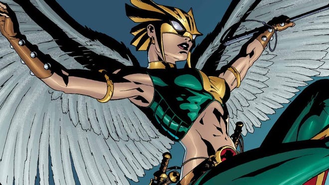 Hawkgirl clutches her mace