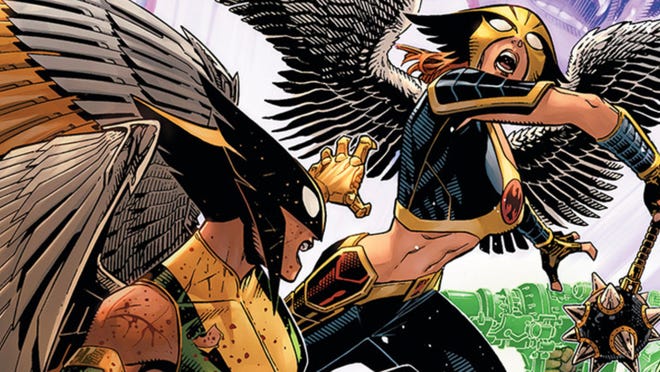 Hawkgirl fights Hawkwoman